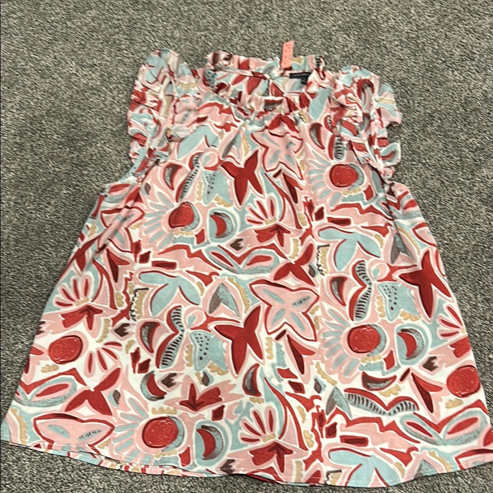 NWT Staccato Floral Women's Tank Top in Red and Aqua Blue size L